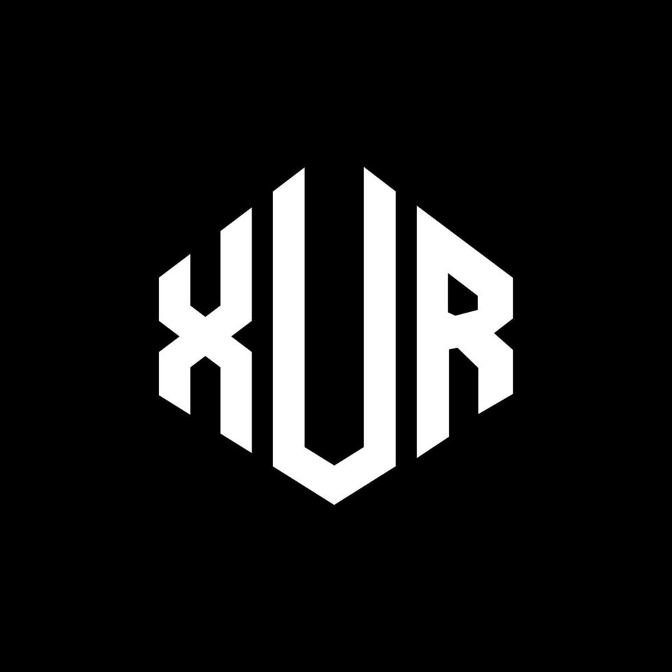 XUR letter logo design with polygon shape. XUR polygon and cube shape logo design. XUR hexagon vector logo template white and black colors. XUR monogram, business and real estate logo.