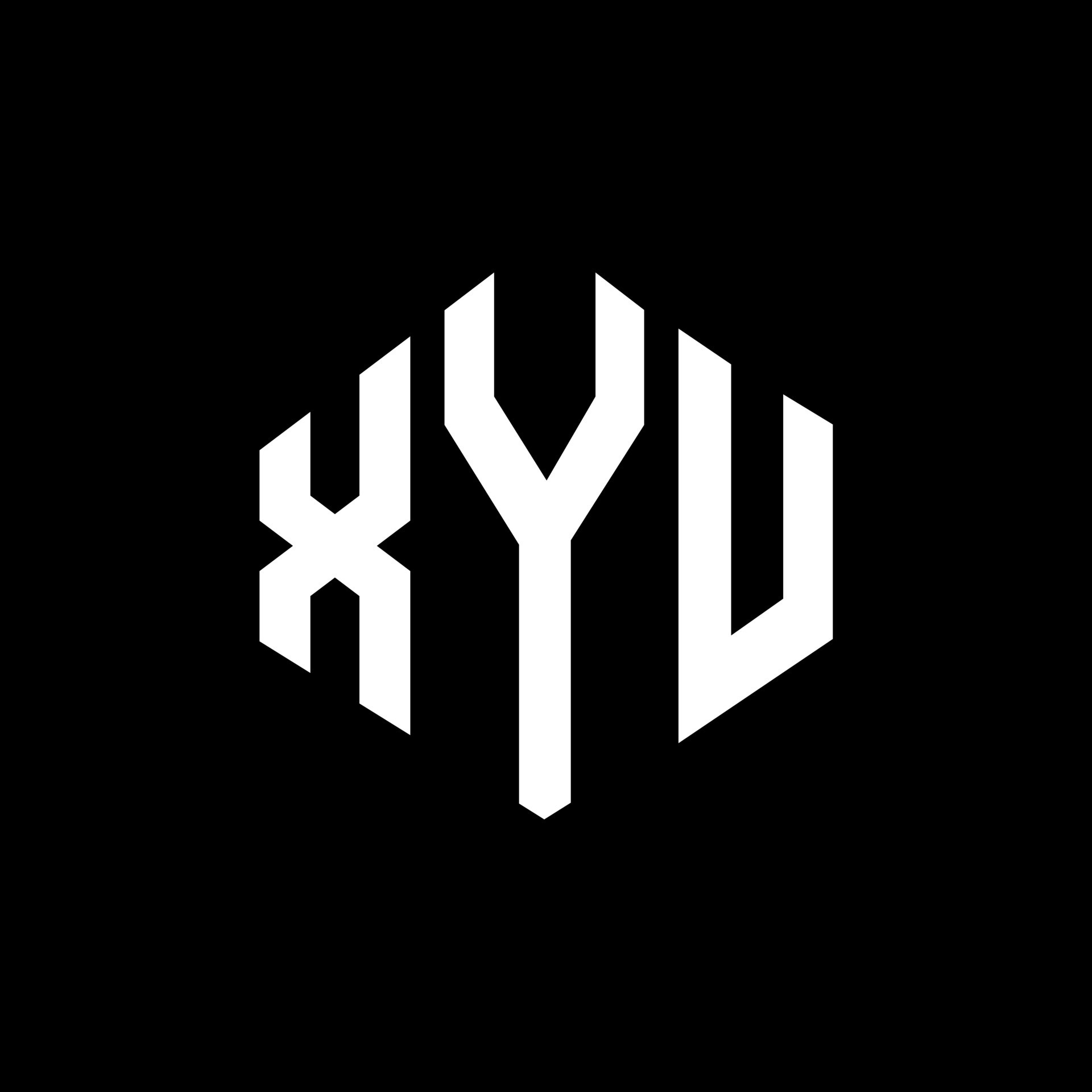 XYU letter logo design with polygon shape. XYU polygon and cube shape