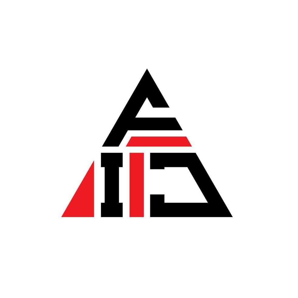FIJ triangle letter logo design with triangle shape. FIJ triangle logo design monogram. FIJ triangle vector logo template with red color. FIJ triangular logo Simple, Elegant, and Luxurious Logo.