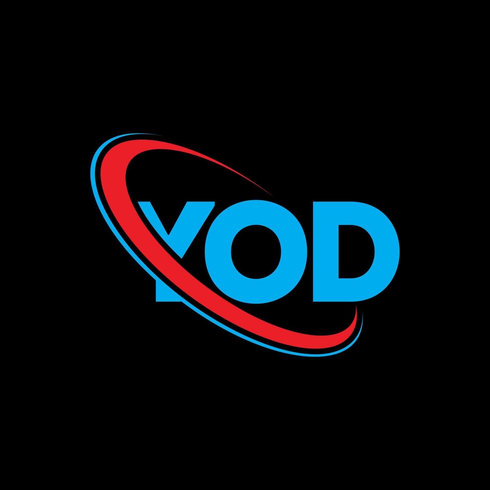 logotipo de yod. yod carta. diseño del logotipo de la letra yod. logotipo de yod de iniciales vinculado con círculo y logotipo de monograma en mayúsculas. tipografía yod para tecnología, negocios y marca inmobiliaria. vector
