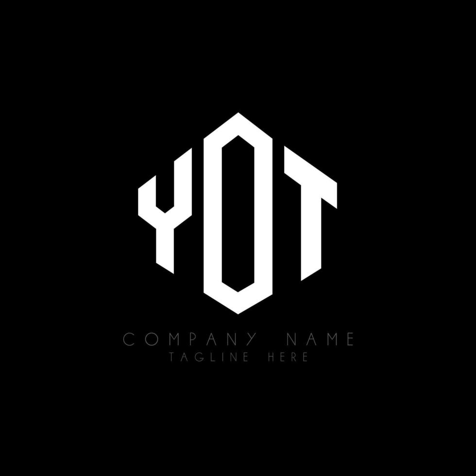 YOT letter logo design with polygon shape. YOT polygon and cube shape logo design. YOT hexagon vector logo template white and black colors. YOT monogram, business and real estate logo.