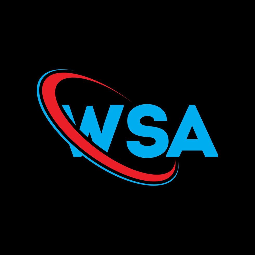 WSA logo. WSA letter. WSA letter logo design. Initials WSA logo linked with circle and uppercase monogram logo. WSA typography for technology, business and real estate brand. vector