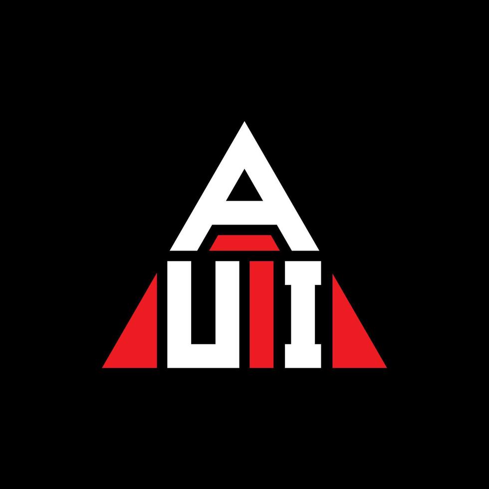 diseño de logotipo de letra triangular aui con forma de triángulo. monograma de diseño del logotipo del triángulo aui. plantilla de logotipo de vector de triángulo aui con color rojo. logotipo triangular aui logotipo simple, elegante y lujoso.