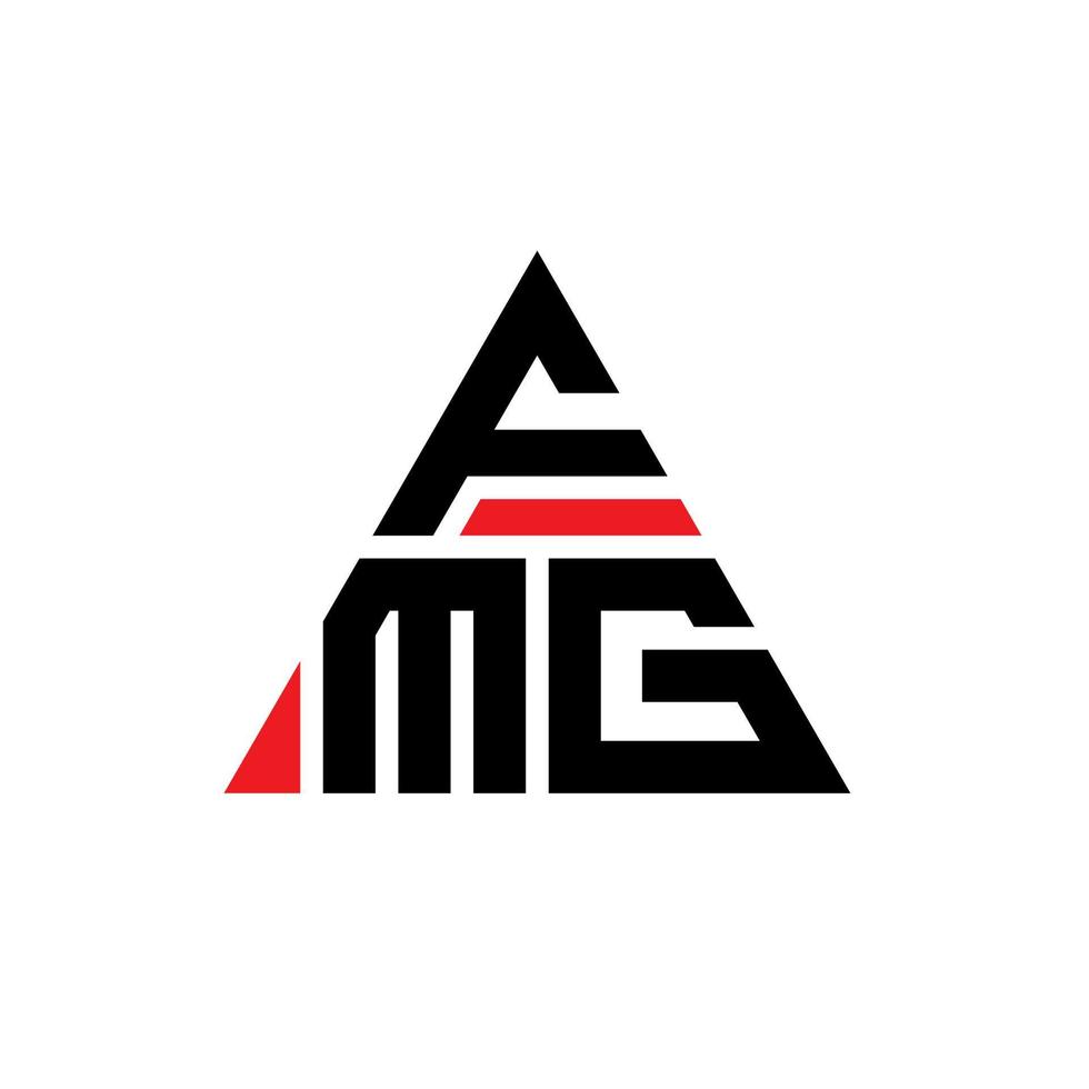 FMG triangle letter logo design with triangle shape. FMG triangle logo design monogram. FMG triangle vector logo template with red color. FMG triangular logo Simple, Elegant, and Luxurious Logo.