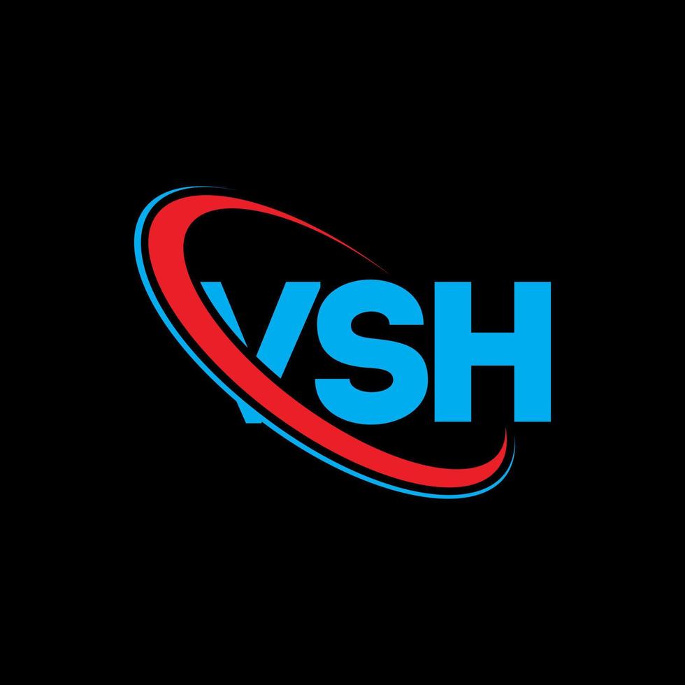 logotipo de vs. letra vs. diseño del logotipo de la letra vsh. Logotipo inicial de VSH vinculado con un círculo y un logotipo de monograma en mayúsculas. tipografía vsh para tecnología, negocios y marca inmobiliaria. vector