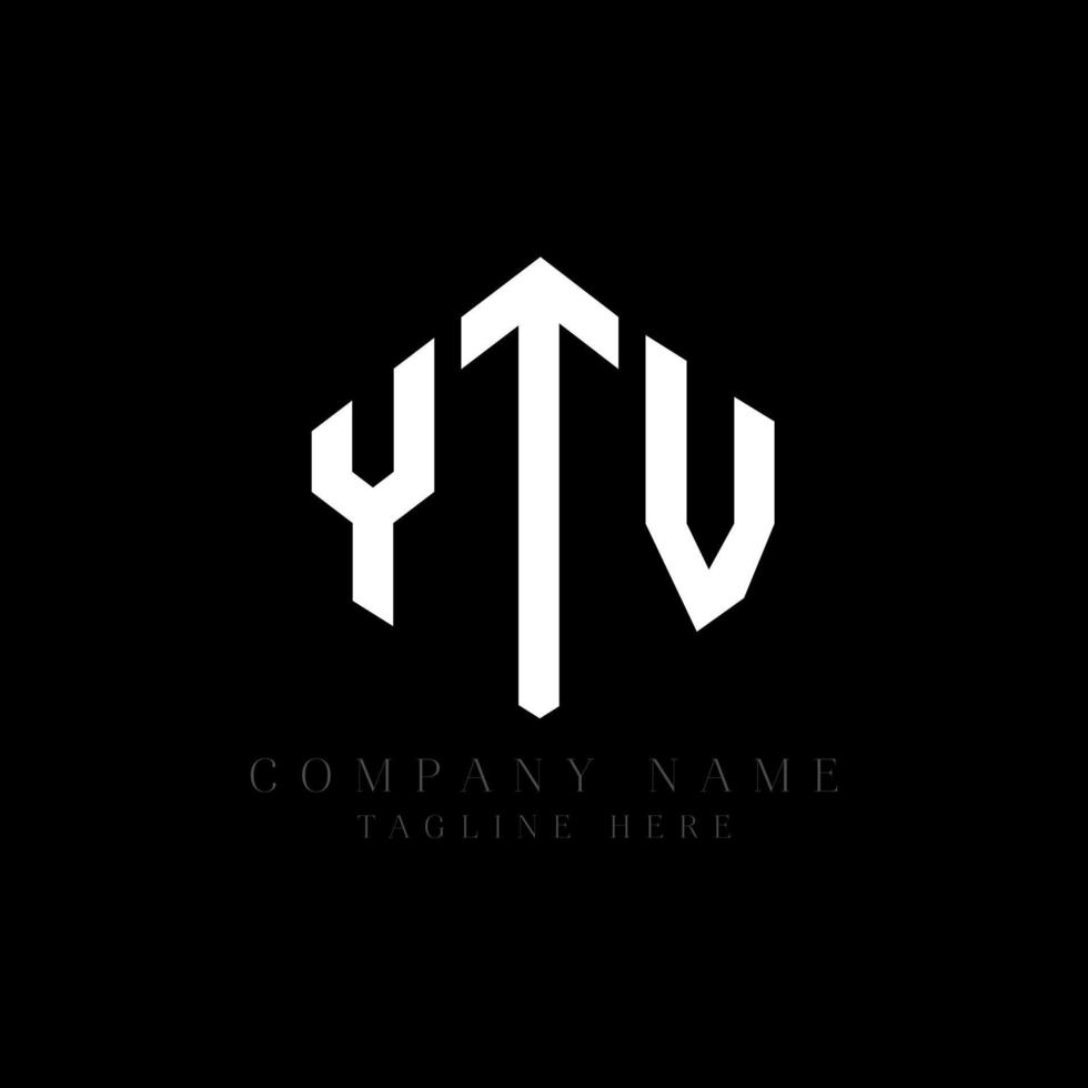 YTV letter logo design with polygon shape. YTV polygon and cube shape logo design. YTV hexagon vector logo template white and black colors. YTV monogram, business and real estate logo.