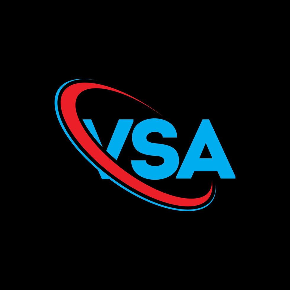 logotipo de vsa. vsa carta. diseño del logotipo de la letra vsa. logotipo de vsa iniciales vinculado con círculo y logotipo de monograma en mayúsculas. tipografía vsa para tecnología, negocios y marca inmobiliaria. vector