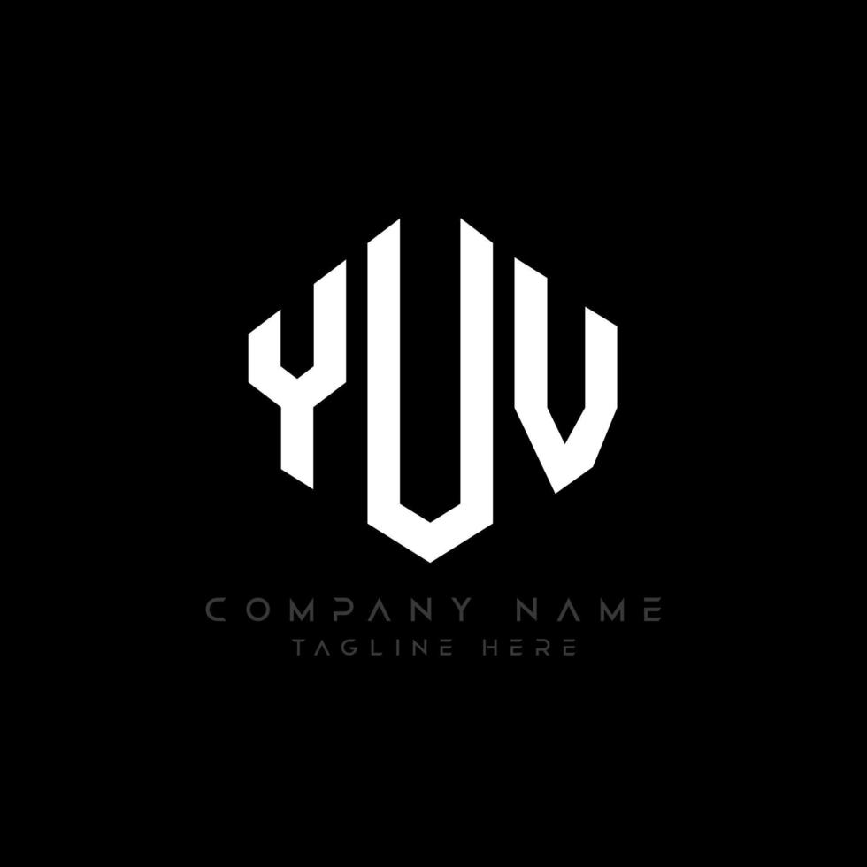 YUV letter logo design with polygon shape. YUV polygon and cube shape logo design. YUV hexagon vector logo template white and black colors. YUV monogram, business and real estate logo.