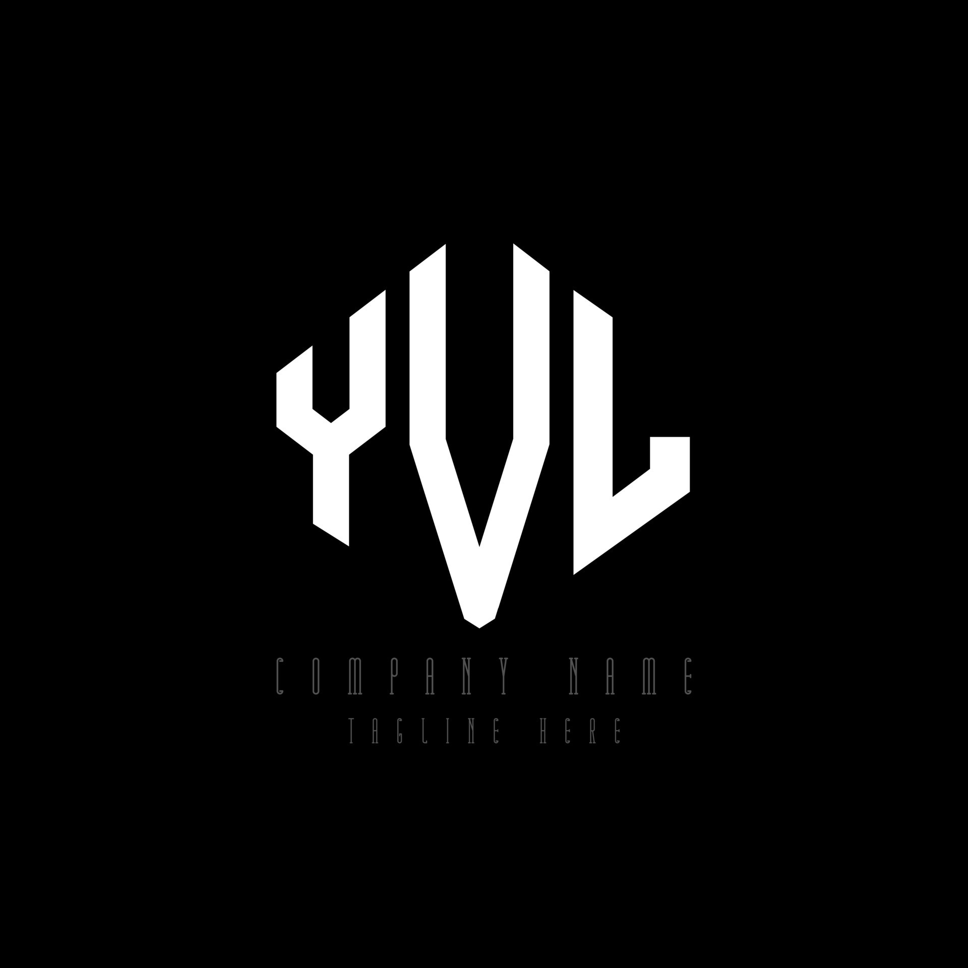 diseño de logotipo de letra yvl con forma de polígono. diseño de