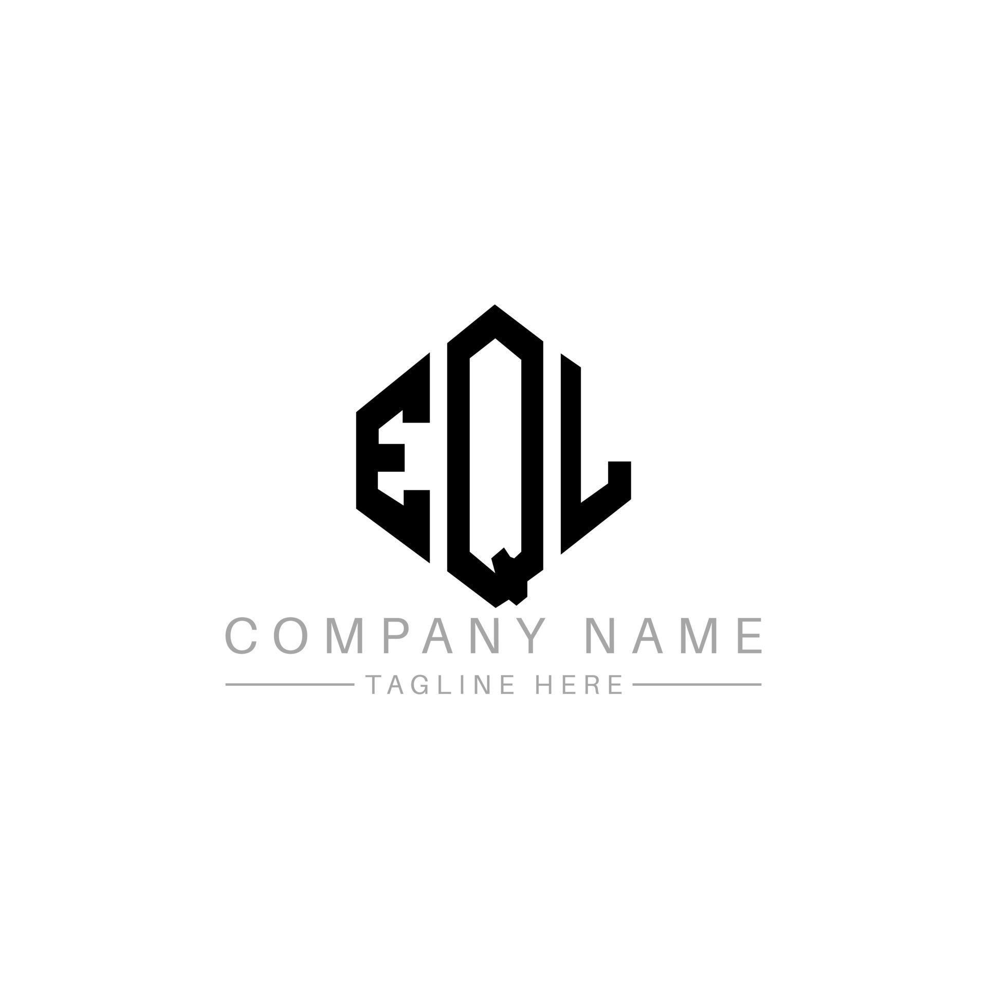 EQL letter logo design with polygon shape. EQL polygon and cube shape