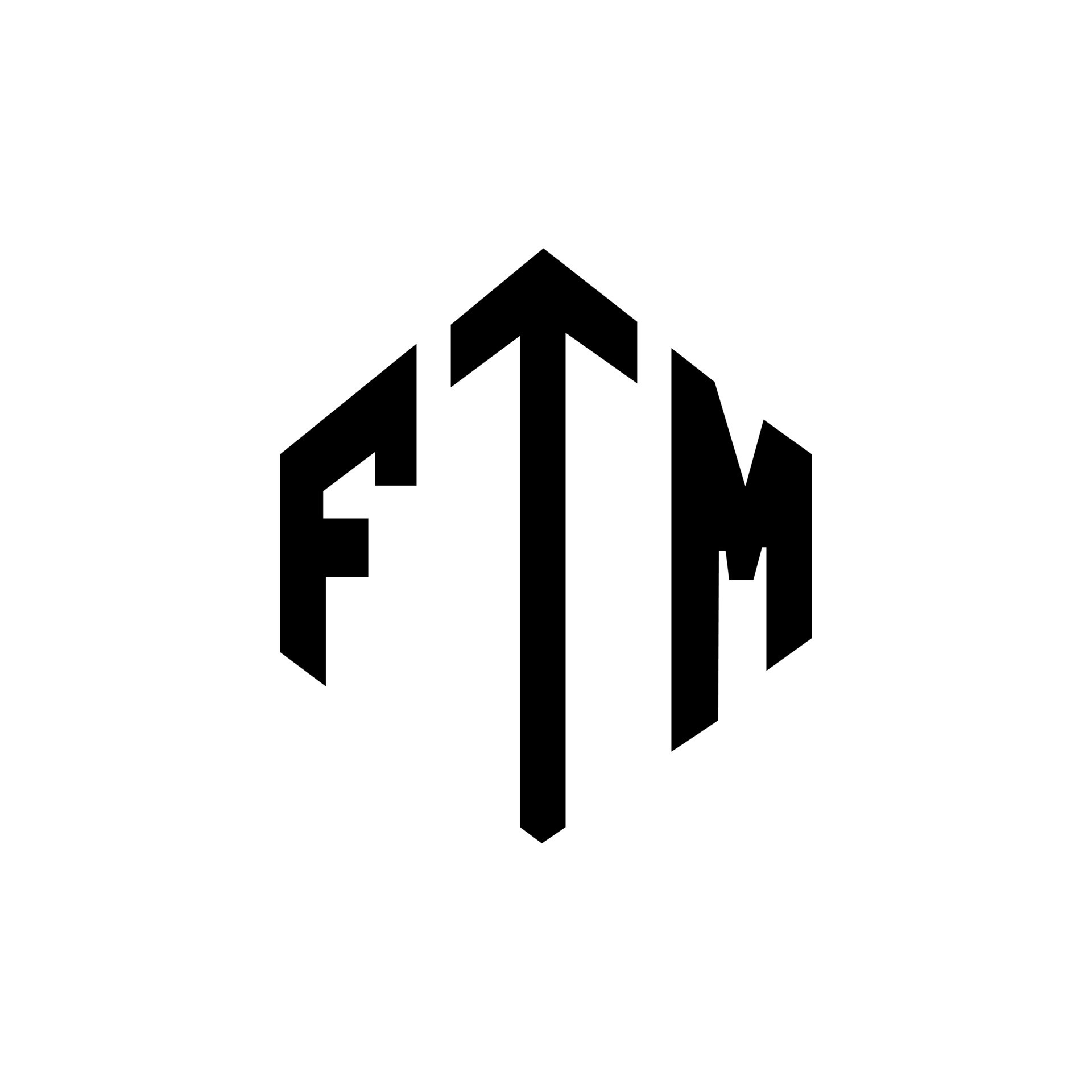 FTM letter logo design with polygon shape. FTM polygon and cube shape