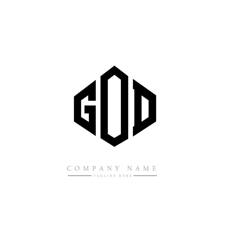 GOD letter logo design with polygon shape. GOD polygon and cube shape logo design. GOD hexagon vector logo template white and black colors. GOD monogram, business and real estate logo.