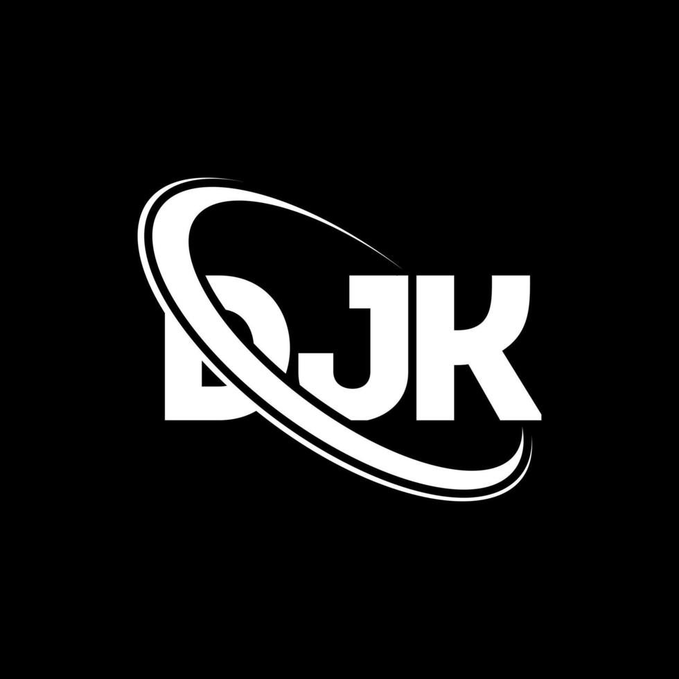 logotipo de Djk. letra djk. diseño del logotipo de la letra djk. Logotipo de las iniciales djk vinculado con un círculo y un logotipo de monograma en mayúsculas. tipografía djk para tecnología, negocios y marca inmobiliaria. vector