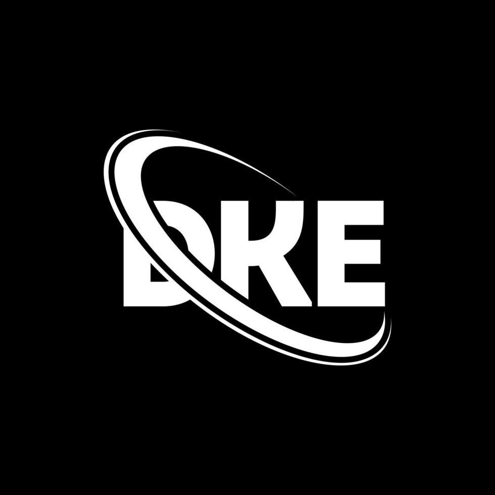 logotipo de dke. letra dke. diseño del logotipo de la letra dke. logotipo de las iniciales dke vinculado con un círculo y un logotipo de monograma en mayúsculas. tipografía dke para tecnología, negocios y marca inmobiliaria. vector