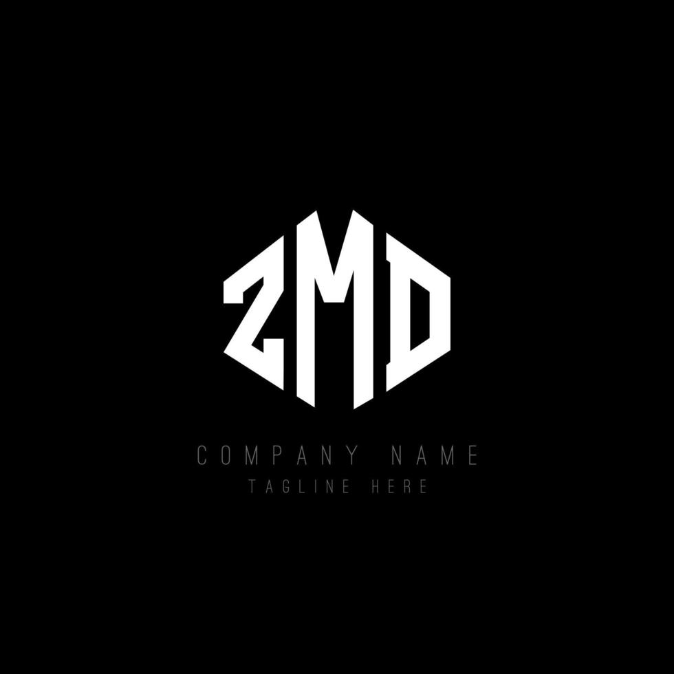 ZMD letter logo design with polygon shape. ZMD polygon and cube shape logo design. ZMD hexagon vector logo template white and black colors. ZMD monogram, business and real estate logo.