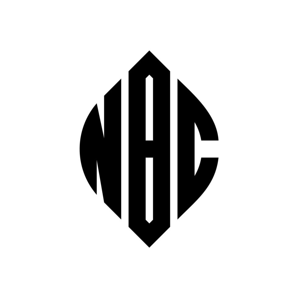 NBC circle letter logo design with circle and ellipse shape. NBC ellipse letters with typographic style. The three initials form a circle logo. NBC Circle Emblem Abstract Monogram Letter Mark Vector. vector