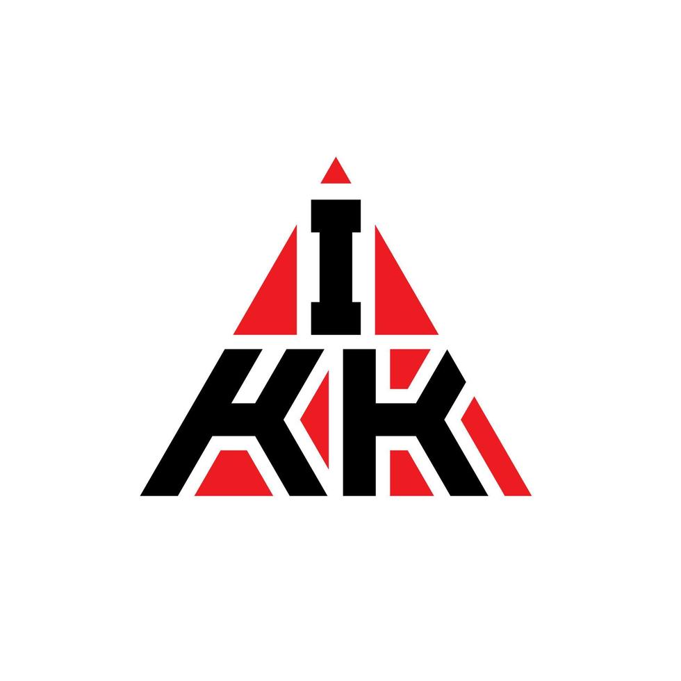 IKK triangle letter logo design with triangle shape. IKK triangle logo design monogram. IKK triangle vector logo template with red color. IKK triangular logo Simple, Elegant, and Luxurious Logo.
