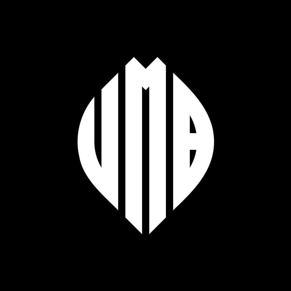 UMB circle letter logo design with circle and ellipse shape. UMB ellipse letters with typographic style. The three initials form a circle logo. UMB Circle Emblem Abstract Monogram Letter Mark Vector. vector