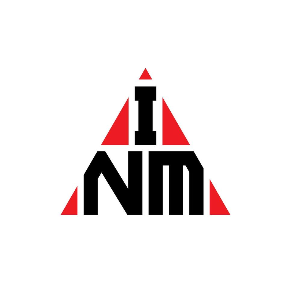 diseño de logotipo de letra de triángulo nm con forma de triángulo. monograma de diseño de logotipo de triángulo inm. plantilla de logotipo de vector de triángulo inm con color rojo. logotipo triangular inm logotipo simple, elegante y lujoso.