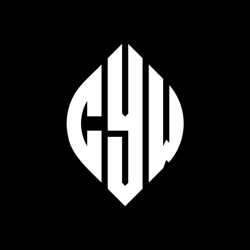 CYW circle letter logo design with circle and ellipse shape. CYW ellipse letters with typographic style. The three initials form a circle logo. CYW Circle Emblem Abstract Monogram Letter Mark Vector. vector