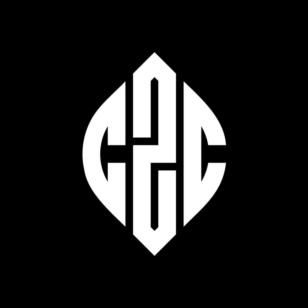 CZC circle letter logo design with circle and ellipse shape. CZC ellipse letters with typographic style. The three initials form a circle logo. CZC Circle Emblem Abstract Monogram Letter Mark Vector. vector