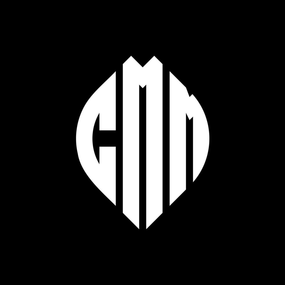CMM circle letter logo design with circle and ellipse shape. CMM ellipse letters with typographic style. The three initials form a circle logo. CMM Circle Emblem Abstract Monogram Letter Mark Vector. vector