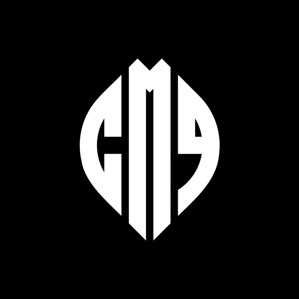 CMQ circle letter logo design with circle and ellipse shape. CMQ ellipse letters with typographic style. The three initials form a circle logo. CMQ Circle Emblem Abstract Monogram Letter Mark Vector. vector
