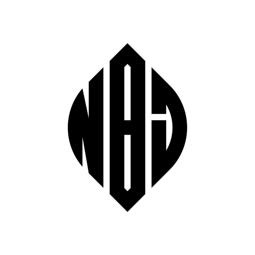 NBJ circle letter logo design with circle and ellipse shape. NBJ ellipse letters with typographic style. The three initials form a circle logo. NBJ Circle Emblem Abstract Monogram Letter Mark Vector. vector