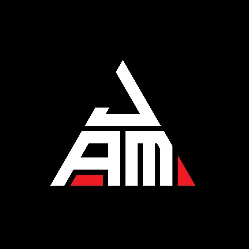 JAM triangle letter logo design with triangle shape. JAM triangle logo design monogram. JAM triangle vector logo template with red color. JAM triangular logo Simple, Elegant, and Luxurious Logo.