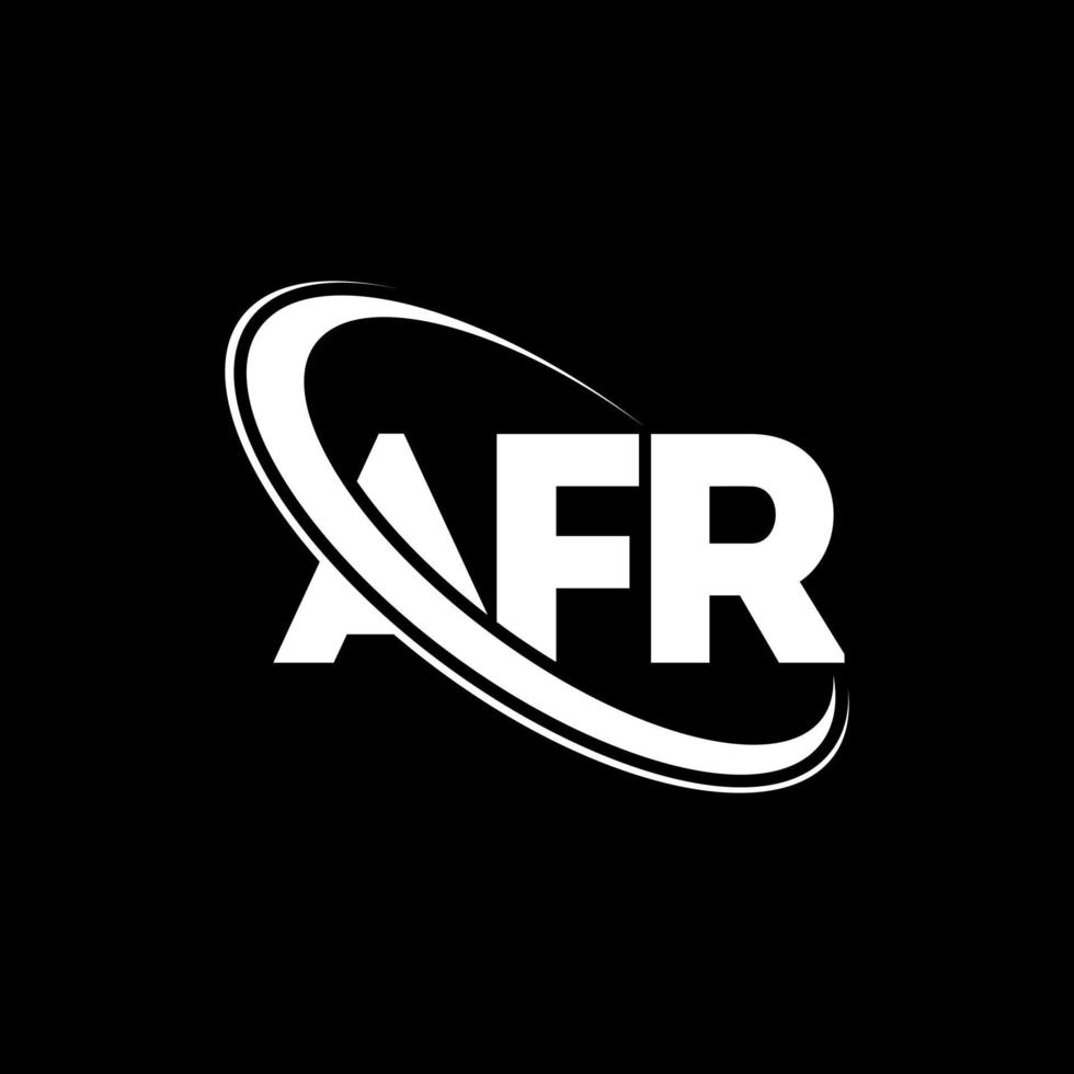 logotipo de afr. carta afr. diseño del logotipo de la letra afr. logotipo de iniciales afr vinculado con círculo y logotipo de monograma en mayúsculas. tipografía afr para tecnología, negocios y marca inmobiliaria. vector