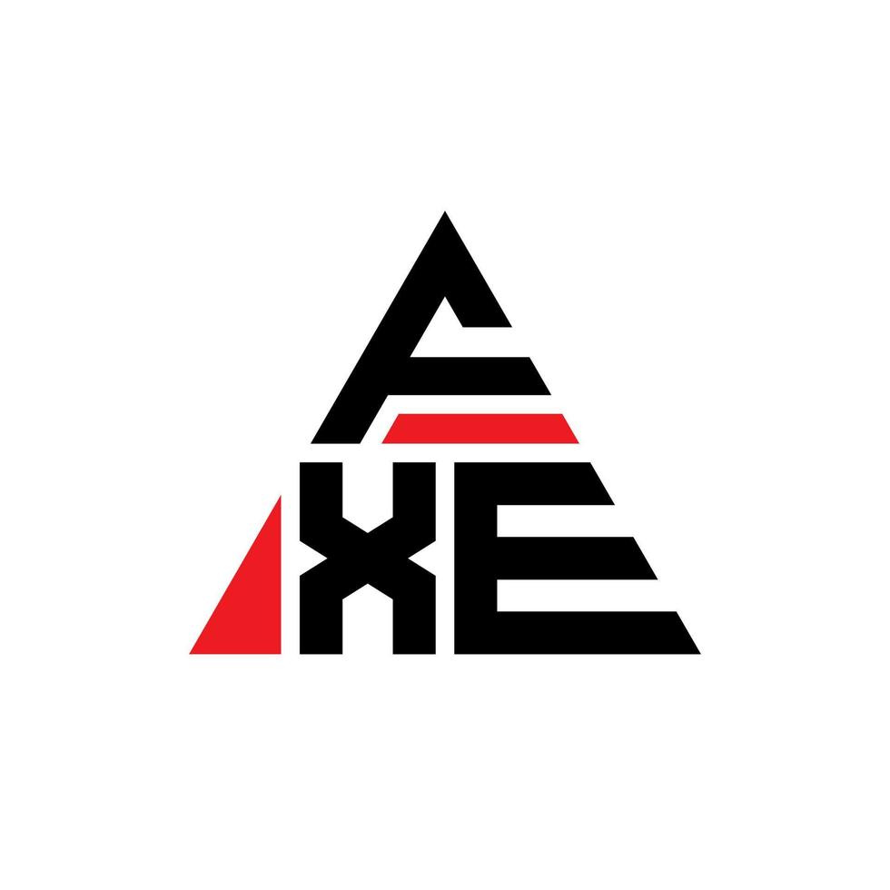 FXE triangle letter logo design with triangle shape. FXE triangle logo design monogram. FXE triangle vector logo template with red color. FXE triangular logo Simple, Elegant, and Luxurious Logo.