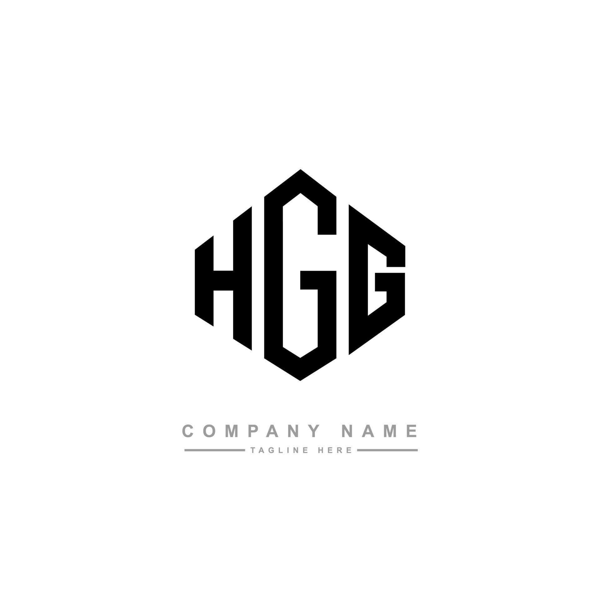 HGG letter logo design with polygon shape. HGG polygon and cube shape ...
