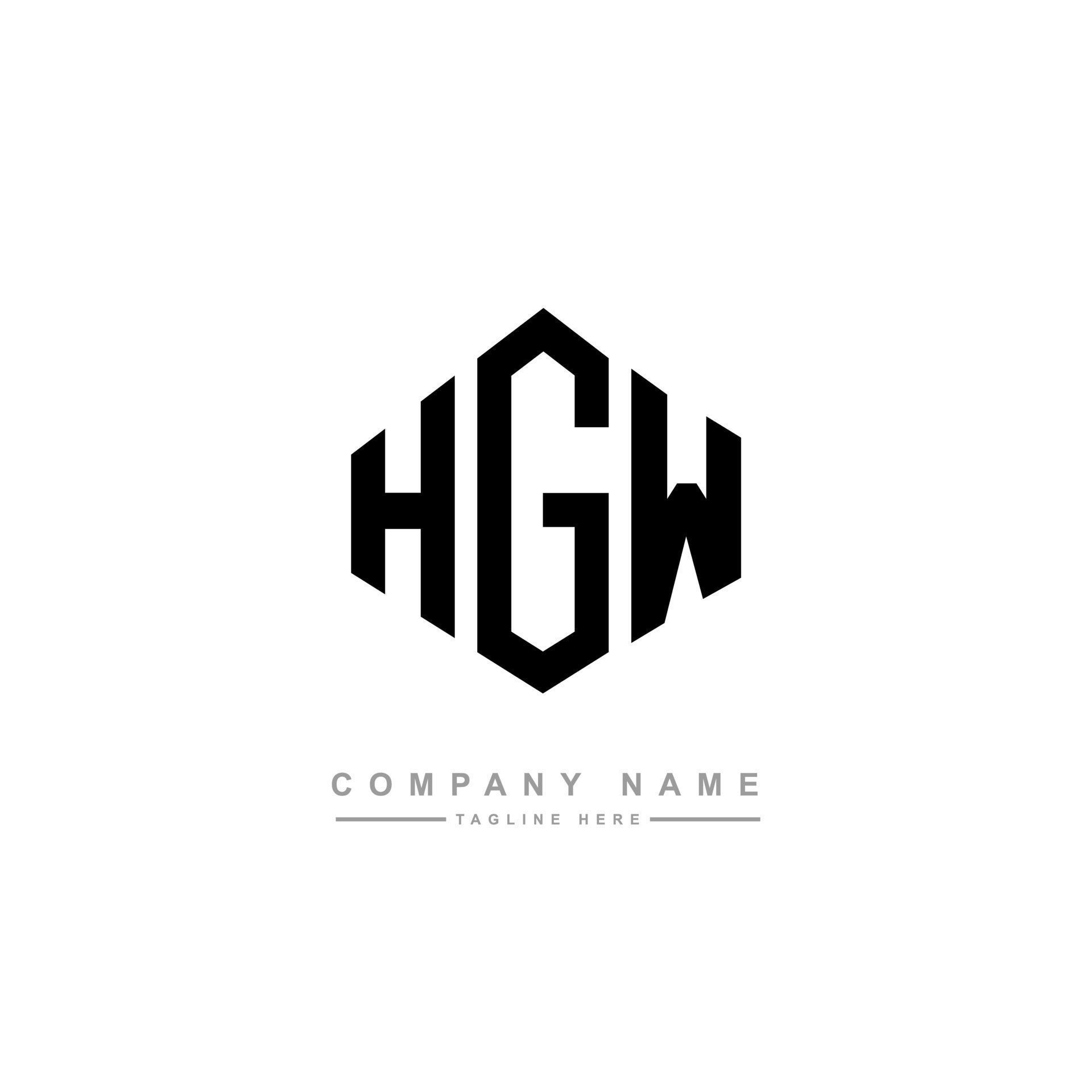 HGW letter logo design with polygon shape. HGW polygon and cube shape