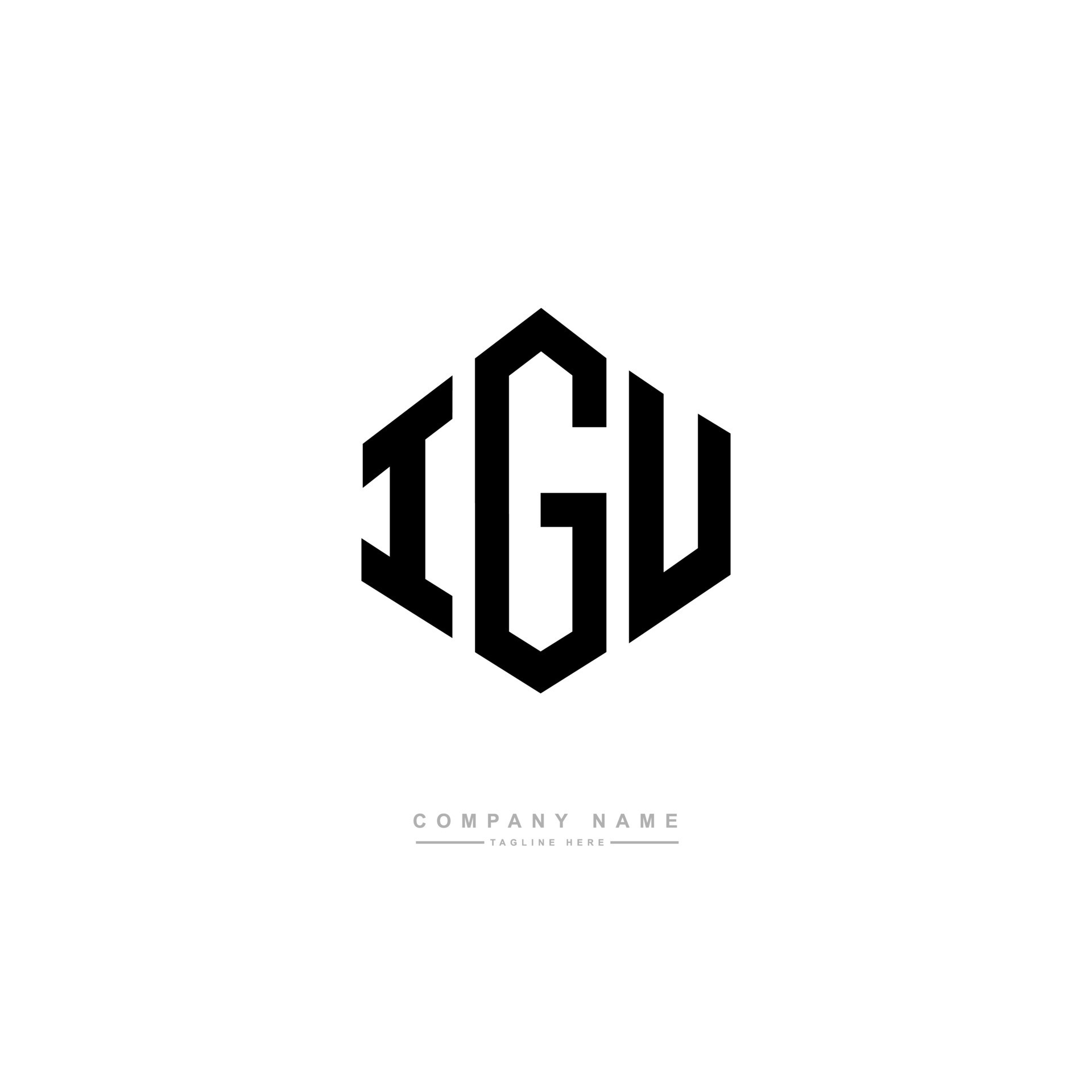 IGU letter logo design with polygon shape. IGU polygon and cube shape