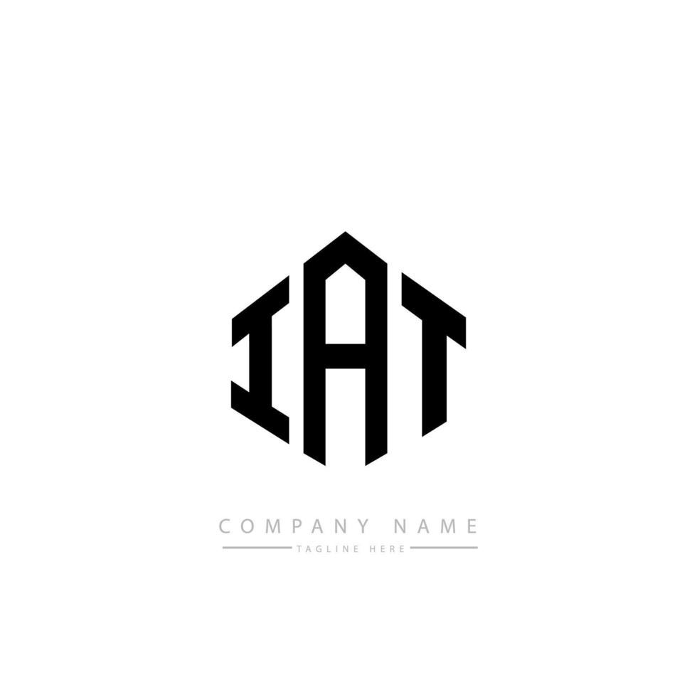 IAT letter logo design with polygon shape. IAT polygon and cube shape logo design. IAT hexagon vector logo template white and black colors. IAT monogram, business and real estate logo.