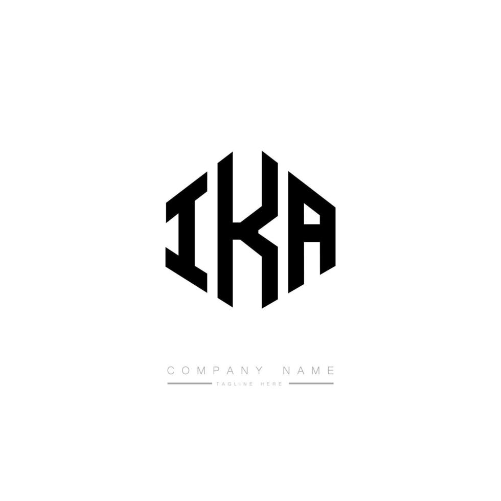 IKA letter logo design with polygon shape. IKA polygon and cube shape logo design. IKA hexagon vector logo template white and black colors. IKA monogram, business and real estate logo.