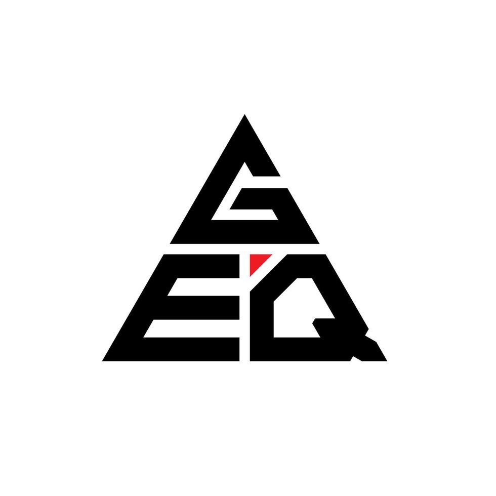 GEQ triangle letter logo design with triangle shape. GEQ triangle logo design monogram. GEQ triangle vector logo template with red color. GEQ triangular logo Simple, Elegant, and Luxurious Logo.