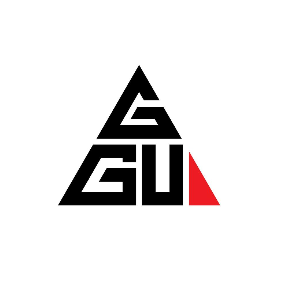 GGU triangle letter logo design with triangle shape. GGU triangle logo design monogram. GGU triangle vector logo template with red color. GGU triangular logo Simple, Elegant, and Luxurious Logo.