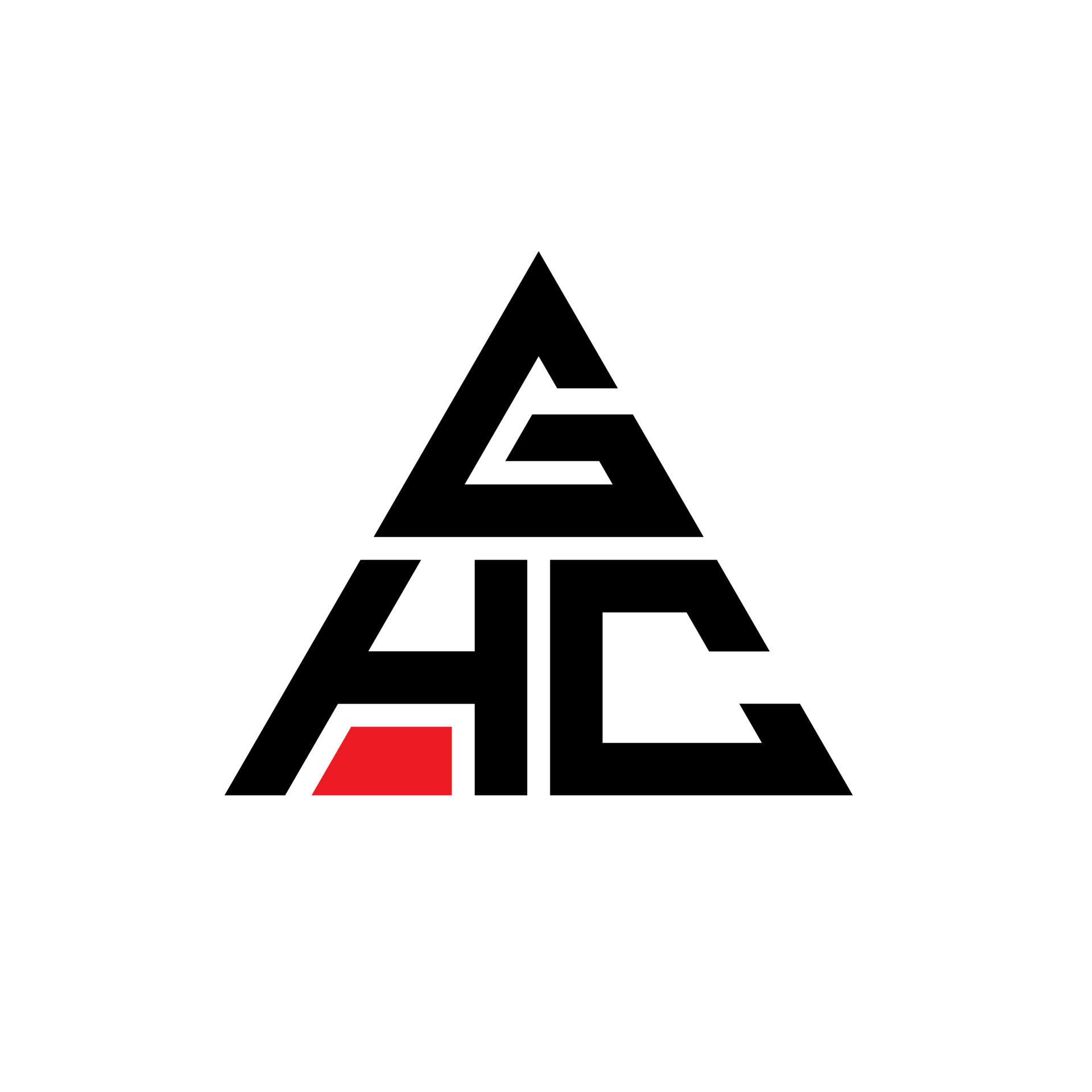 GHC triangle letter logo design with triangle shape. GHC triangle logo
