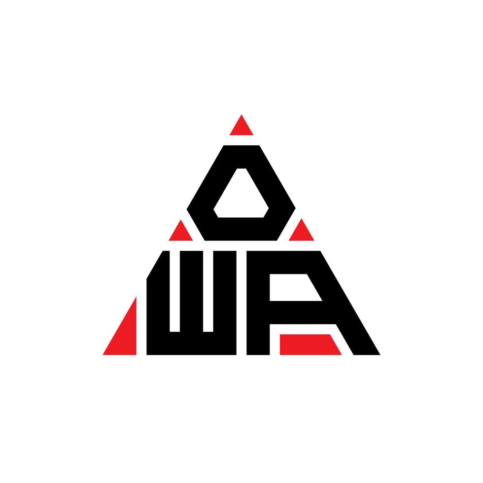 OWA triangle letter logo design with triangle shape. OWA triangle logo design monogram. OWA triangle vector logo template with red color. OWA triangular logo Simple, Elegant, and Luxurious Logo.