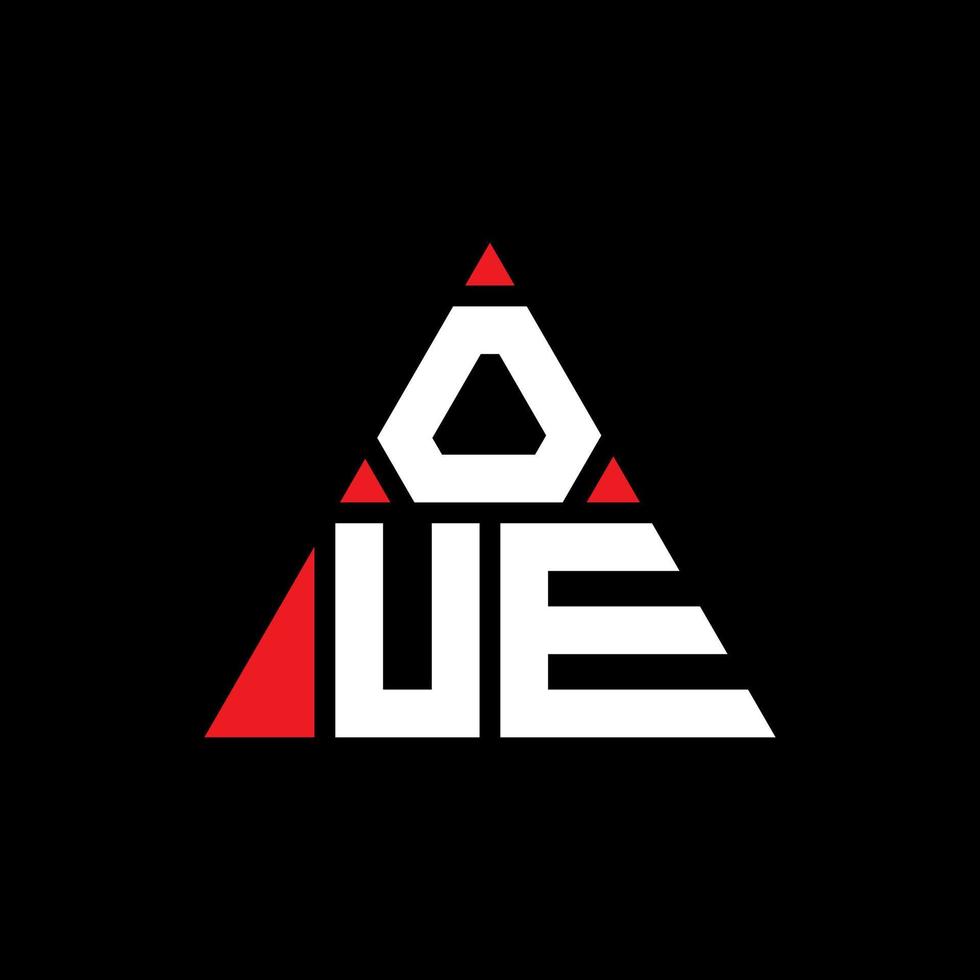OUE triangle letter logo design with triangle shape. OUE triangle logo design monogram. OUE triangle vector logo template with red color. OUE triangular logo Simple, Elegant, and Luxurious Logo.