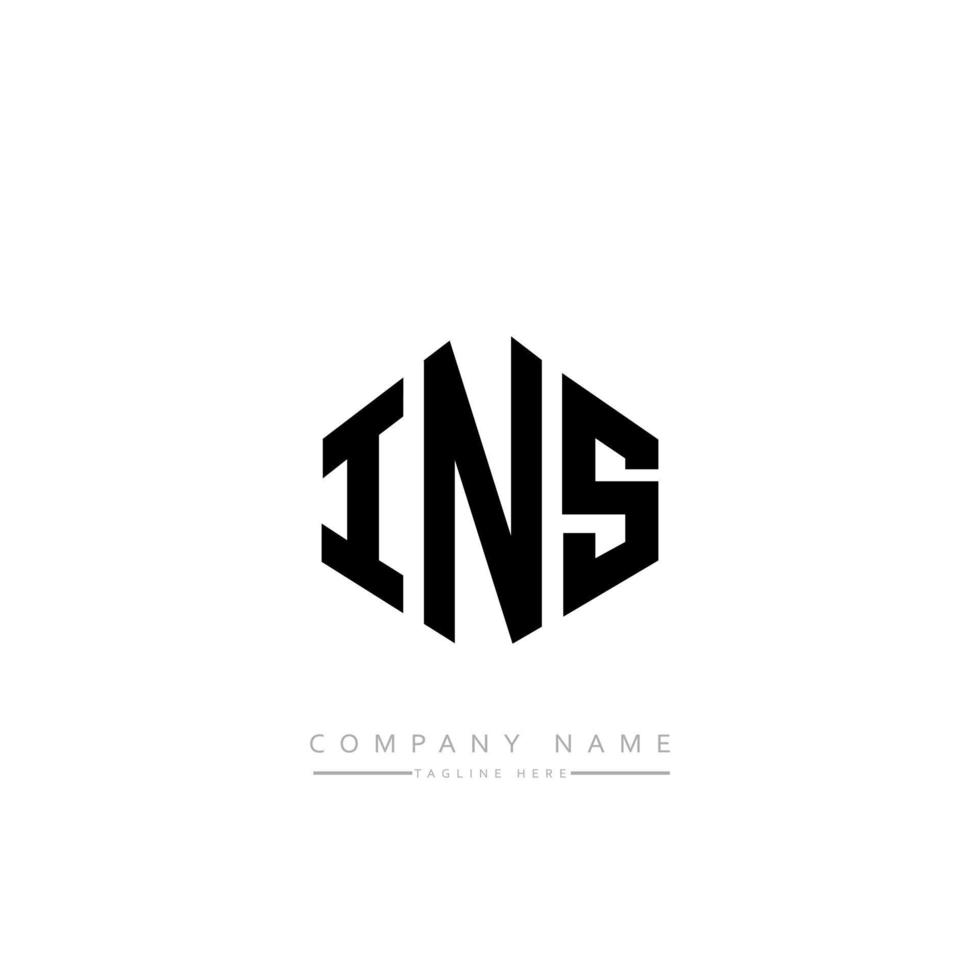 INS letter logo design with polygon shape. INS polygon and cube shape logo design. INS hexagon vector logo template white and black colors. INS monogram, business and real estate logo.