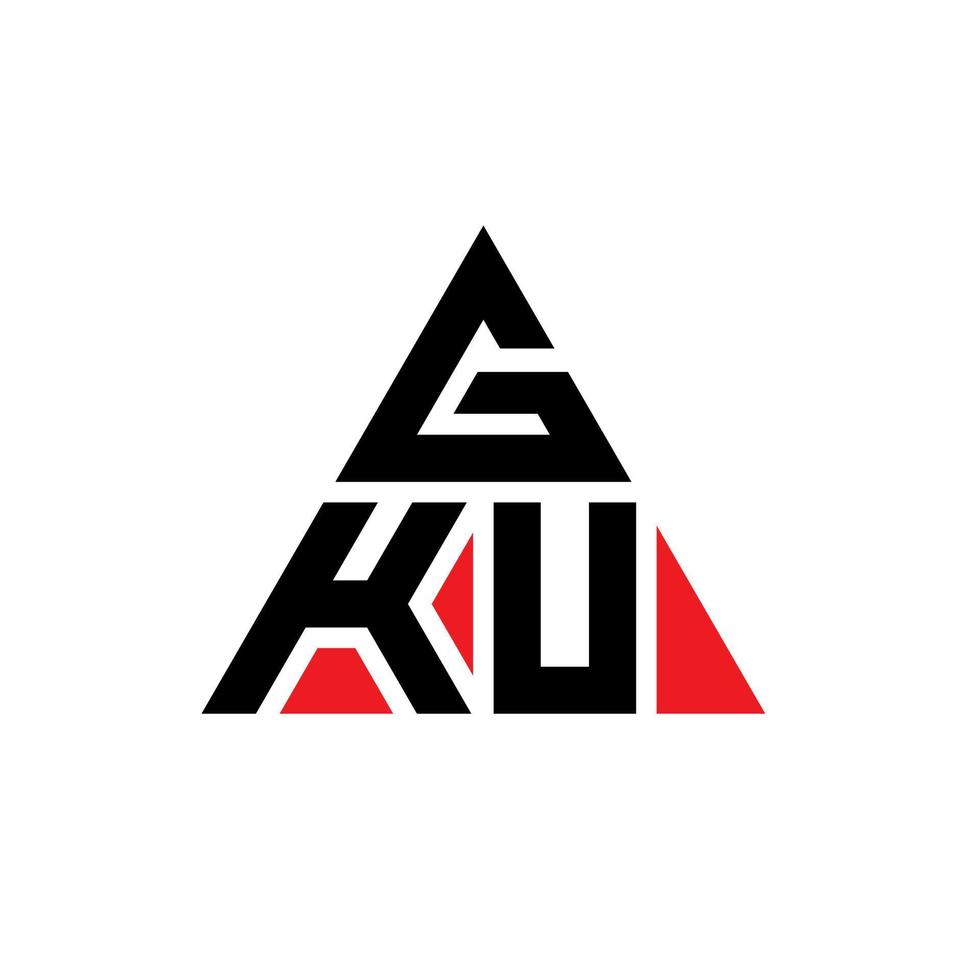 diseño de logotipo de letra triangular gku con forma de triángulo. monograma de diseño del logotipo del triángulo gku. plantilla de logotipo de vector de triángulo gku con color rojo. logotipo triangular gku logotipo simple, elegante y lujoso.