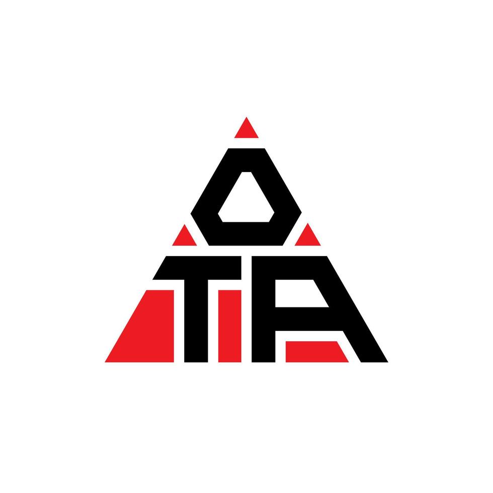 diseño de logotipo de letra triangular ota con forma de triángulo. monograma de diseño del logotipo del triángulo ota. plantilla de logotipo de vector de triángulo ota con color rojo. logotipo triangular ota logotipo simple, elegante y lujoso.