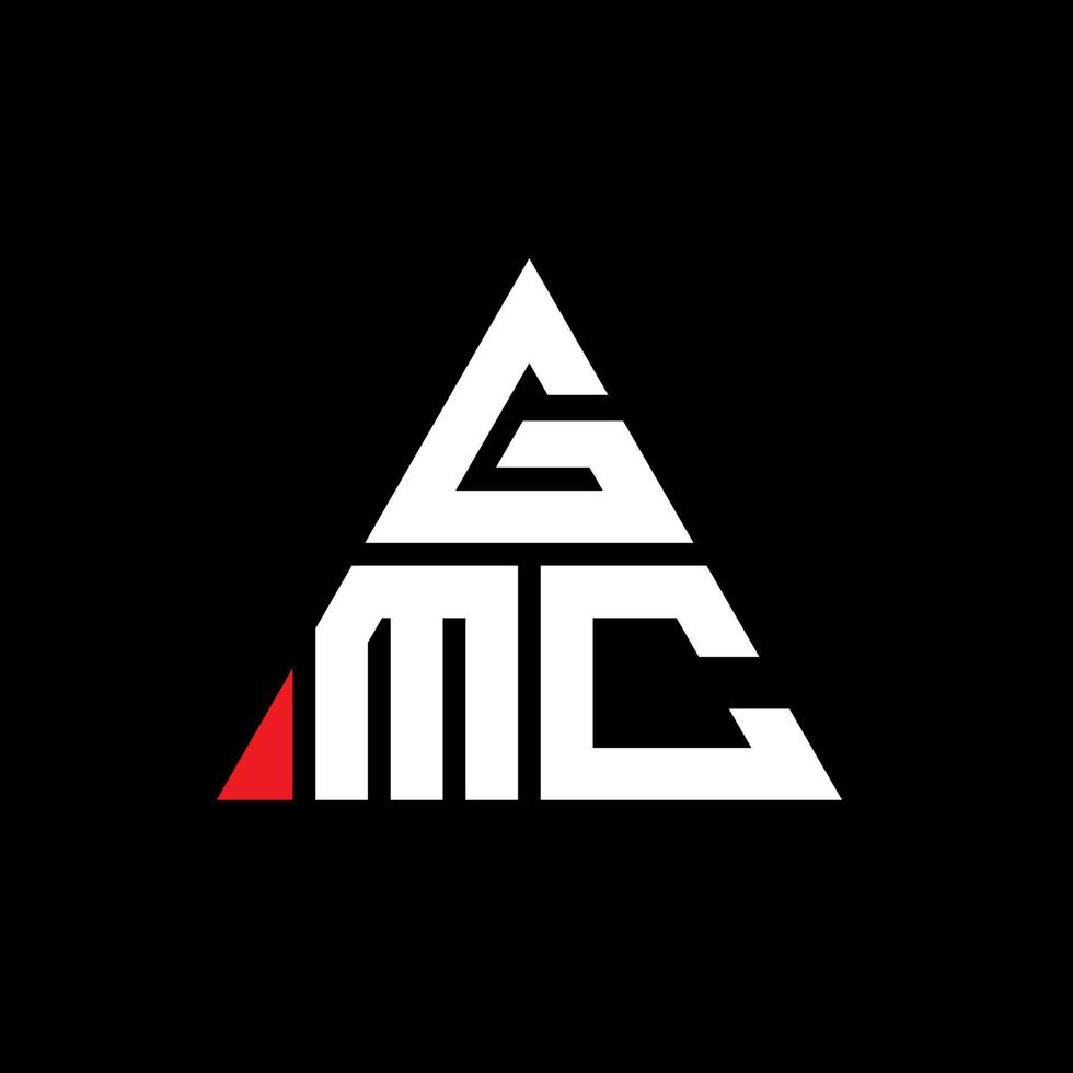 GMC triangle letter logo design with triangle shape. GMC triangle logo design monogram. GMC triangle vector logo template with red color. GMC triangular logo Simple, Elegant, and Luxurious Logo.