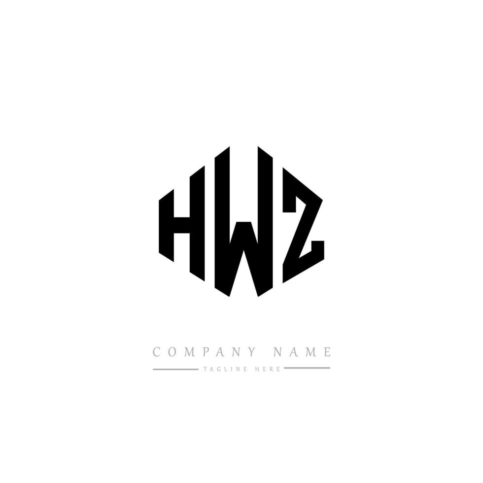 diseño de logotipo de letra hwz con forma de polígono. diseño de logotipo en forma de cubo y polígono hwz. hwz hexágono vector logo plantilla colores blanco y negro. monograma hwz, logotipo comercial y inmobiliario.