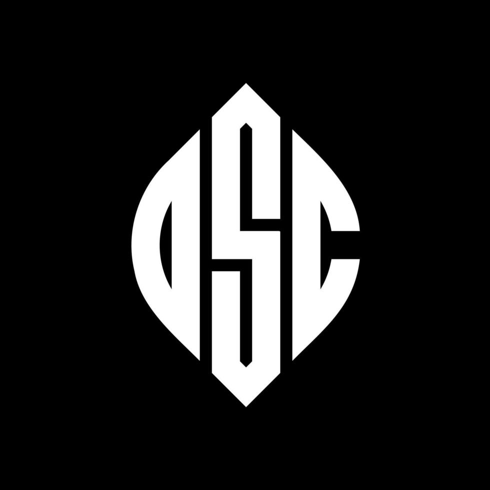 OSC circle letter logo design with circle and ellipse shape. OSC ellipse letters with typographic style. The three initials form a circle logo. OSC Circle Emblem Abstract Monogram Letter Mark Vector. vector