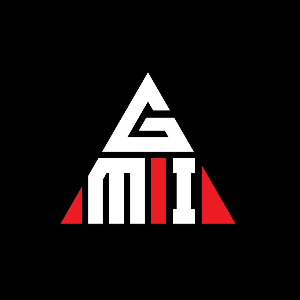 diseño de logotipo de letra triangular gmi con forma de triángulo. monograma de diseño del logotipo del triángulo gmi. plantilla de logotipo de vector de triángulo gmi con color rojo. logo triangular gmi logo simple, elegante y lujoso.