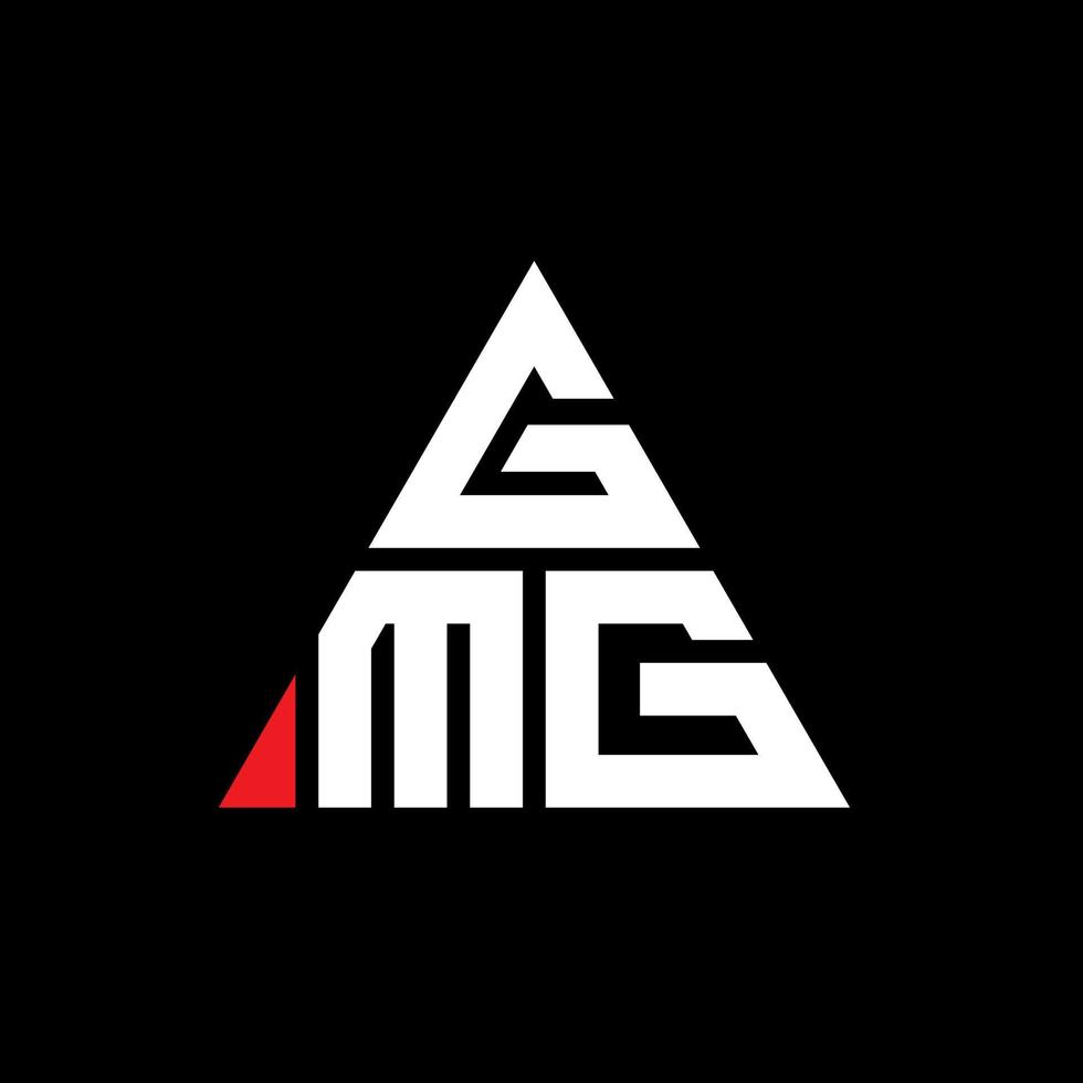 GMG triangle letter logo design with triangle shape. GMG triangle logo design monogram. GMG triangle vector logo template with red color. GMG triangular logo Simple, Elegant, and Luxurious Logo.