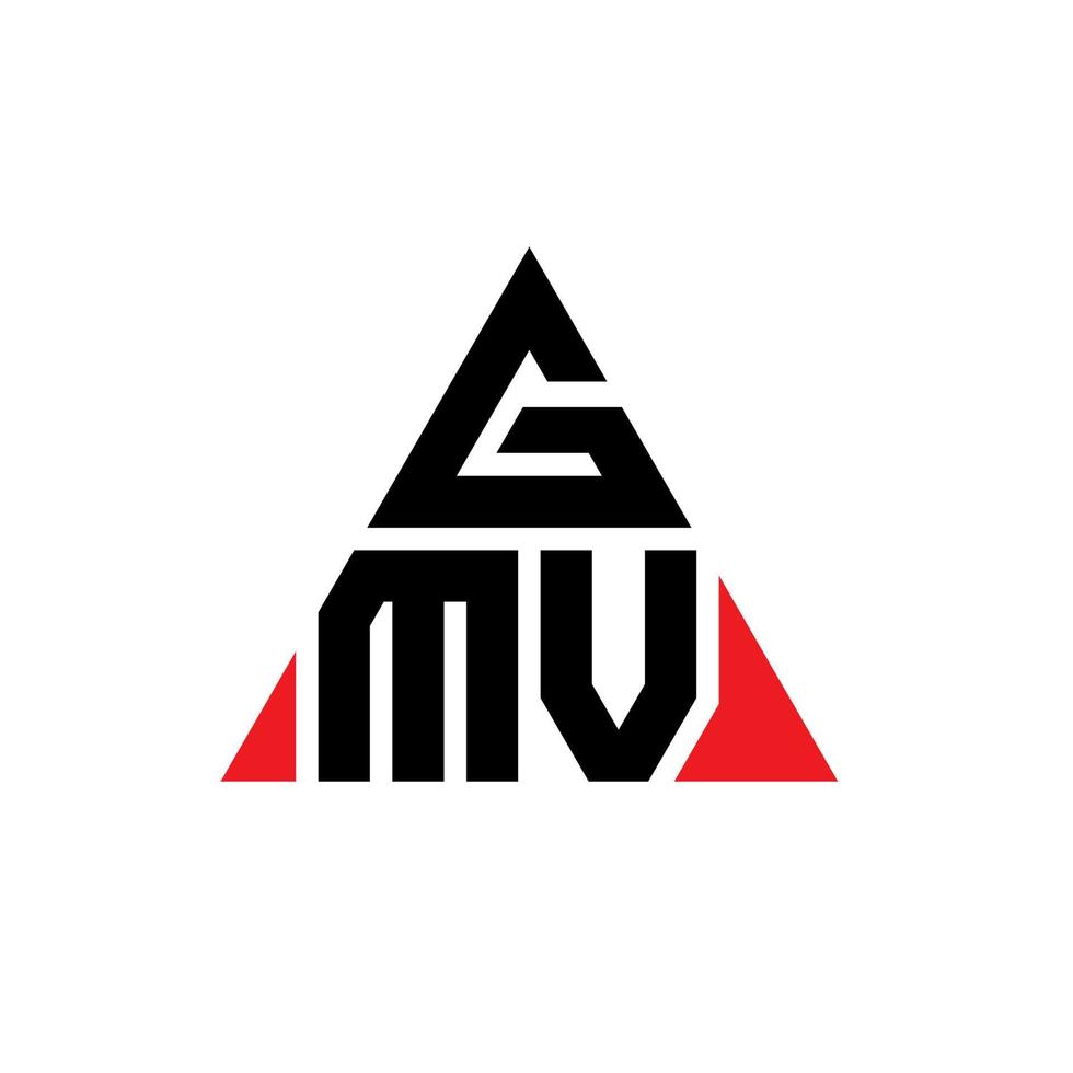 GMV triangle letter logo design with triangle shape. GMV triangle logo design monogram. GMV triangle vector logo template with red color. GMV triangular logo Simple, Elegant, and Luxurious Logo.